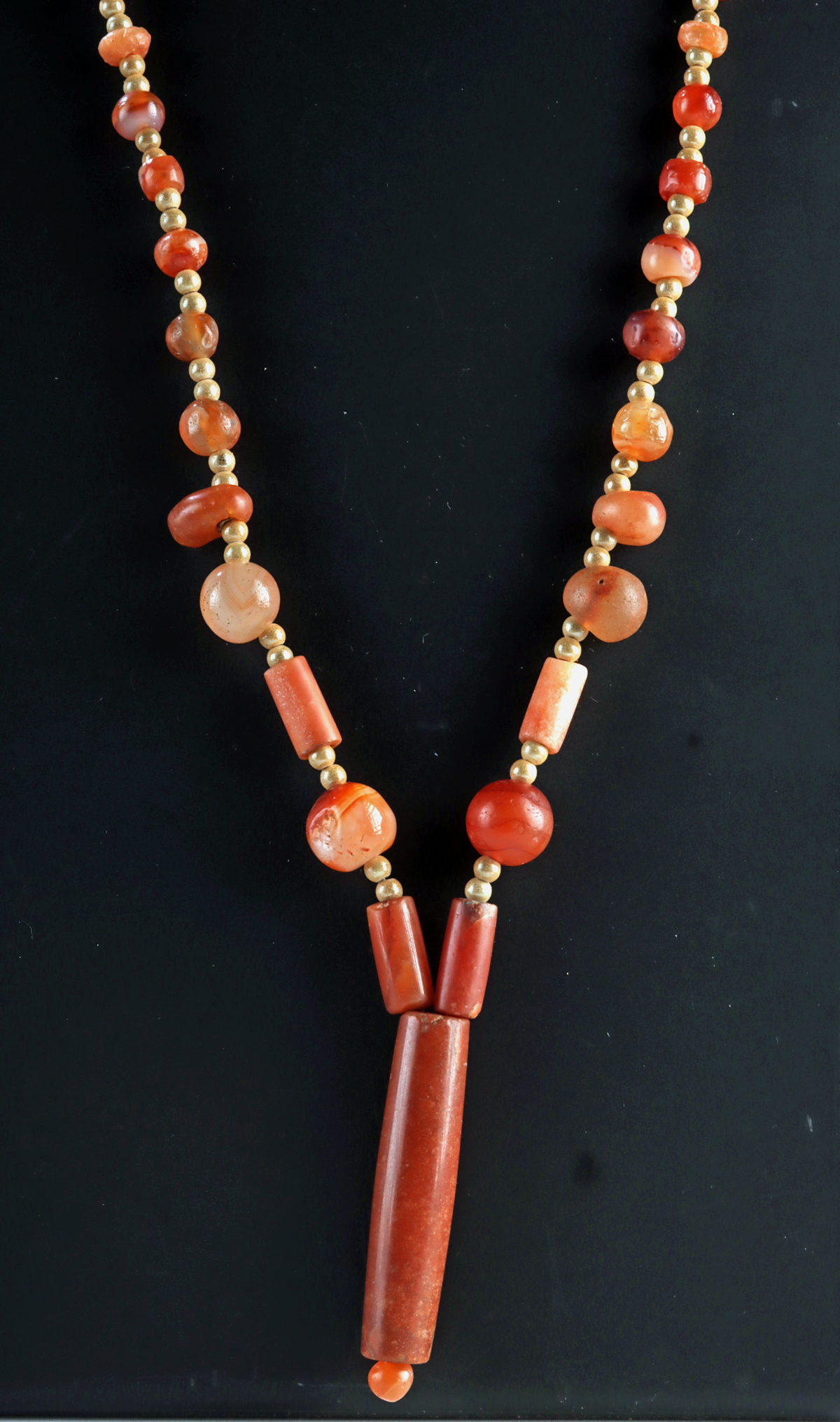 Lot 111, Auction 3/19/2026: Wearable Ancient Carnelian & Agate Beaded Necklace