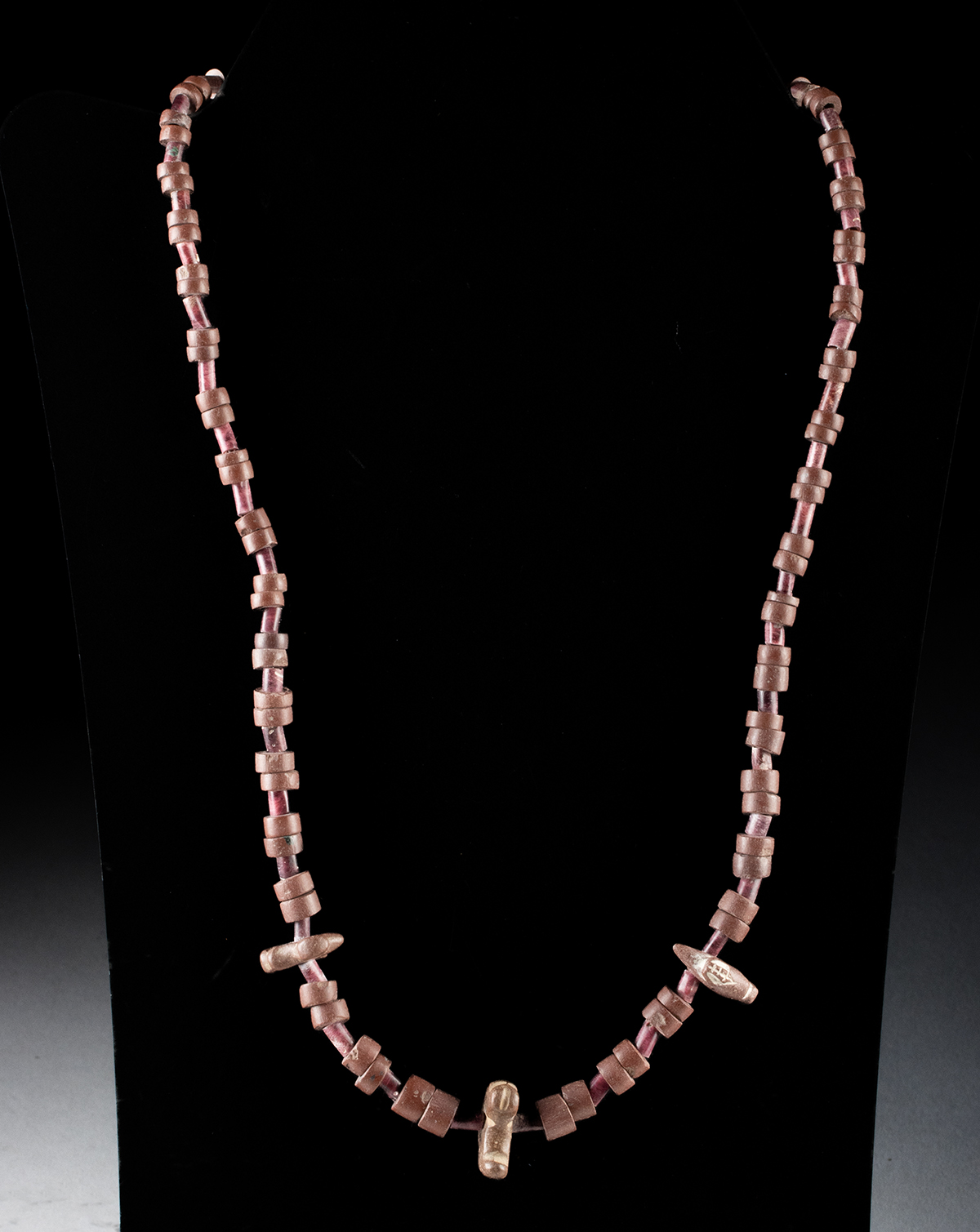 Lot 221, Auction 3/19/2026: Pre-Columbian Peruvian Bead Necklace w/ Bird Beads