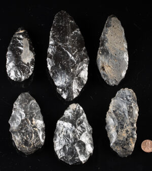 Lot 228, Auction 3/19/2026: 6 Native American Obsidian Blades from N. California