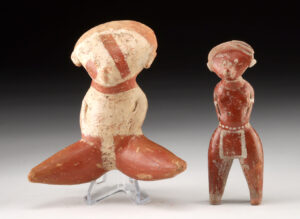 Lot 174, Auction 3/19/2026: 2 Nayarit Chinesco Bichrome Figures - Seated & Standing