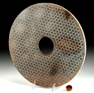 Lot 53, Auction 3/19/2026: Late Qing Archaistic Gray Stone Bi Disc