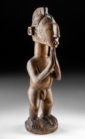 Lot 298, Auction 3/19/2026: Guinea Baga Wood Nude Male Figure w/ Nimba Headdress