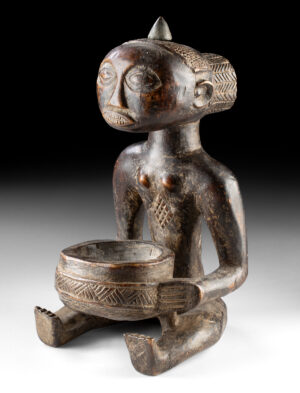 Lot 283, Auction 3/19/2026: 19th C. Luba Female Bowl Bearing Figure - Mboko