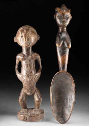 Lot 296, Auction 3/19/2026: Dan Wood Wunkirmian Spoon & Tabwa Ancestor Figure