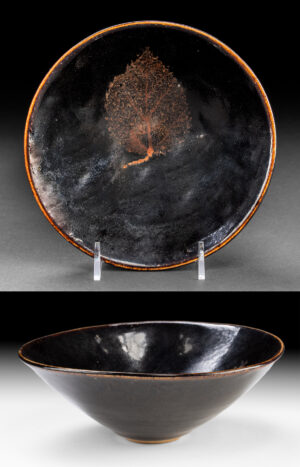 Exhibited Song Jizhou Leaf Decorated Bowl  - TL'd