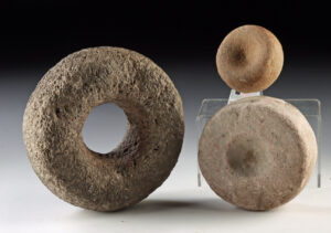 Lot 232, Auction 3/19/2026: 3 Native American Discoidal Game & Doughnut Stones