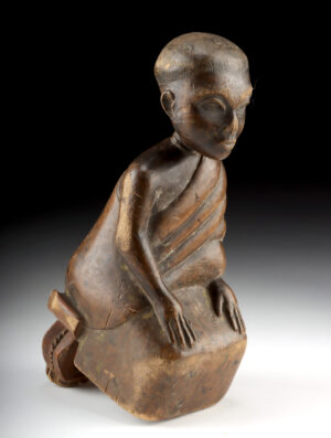 Early Ghanaian Asante Seated Royal Figure on Dwa Stool