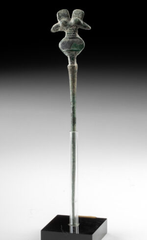 Lot 93b, Auction 3/19/2026: Luristan Bronze Cloak Pin - Double Bird Head Finial