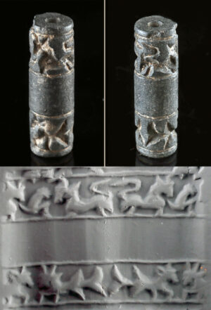 Lot 95, Auction 3/19/2026: Elamite Bitumen Cylinder Seal, appraised by W. Lambert