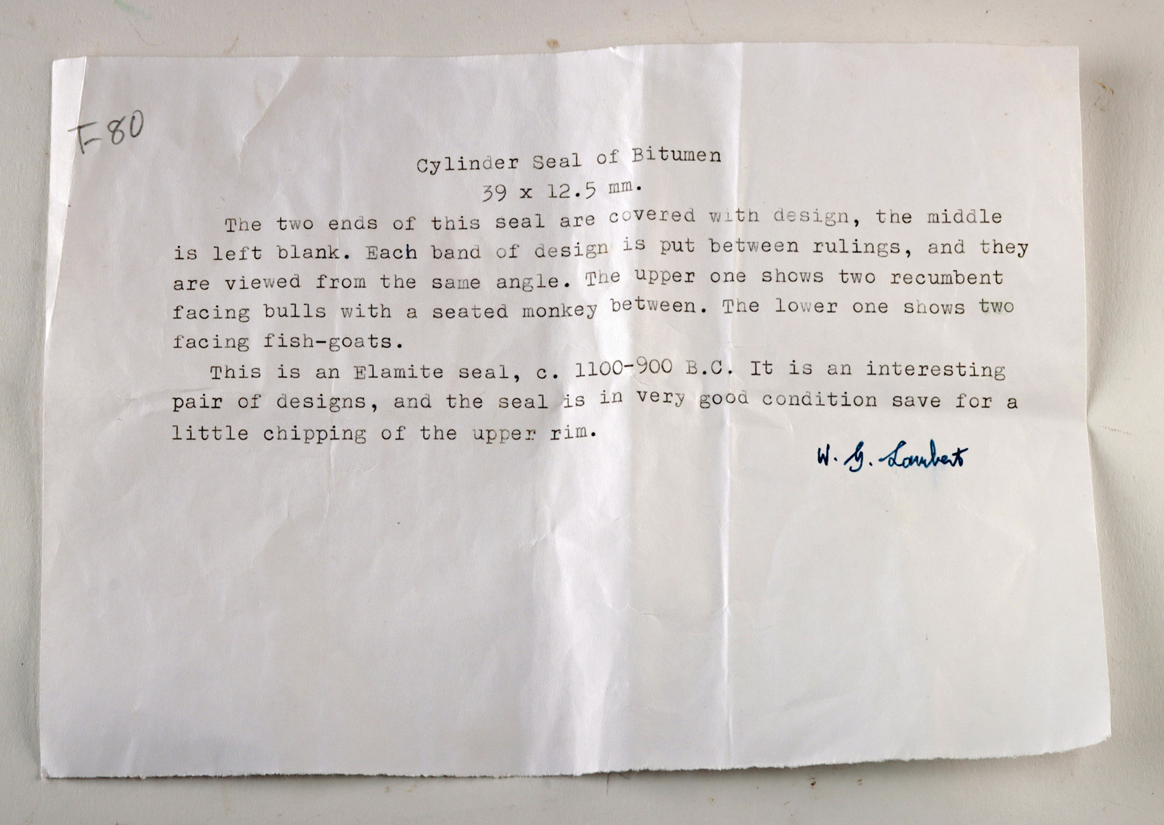 Lot 95, Auction 3/19/2026: Elamite Bitumen Cylinder Seal, appraised by W. Lambert - Image 3