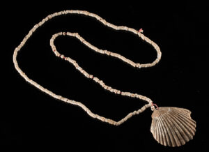Lot 245, Auction 3/19/2026: Ancient Anasazi Shell Pendant & Heishi Bead Strand
