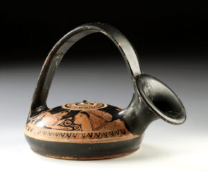 Greek Attic Red-Figure Askos w/ Panther & Lady, TL'd