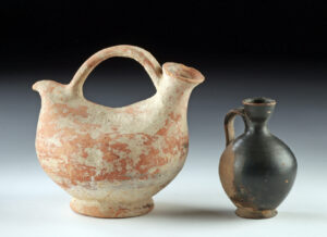 Lot 109, Auction 3/19/2026: Cypriot Pottery Askos & Greek Attic Blackware Lekythos