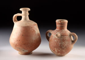 Lot 91, Auction 3/19/2026: Two Holy Land Pottery Vessels - Decanter & Spouted Jug