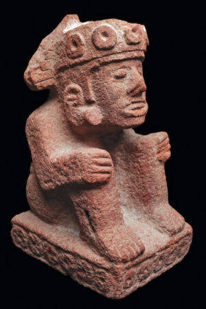 Aztec Red Stone Seated Figure