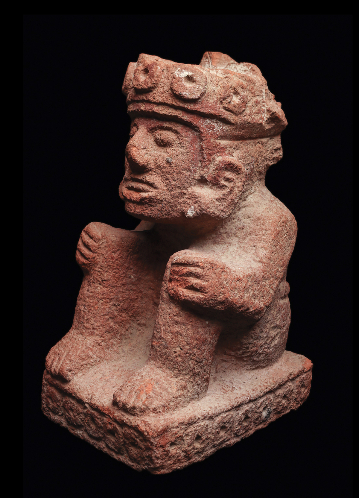 Aztec Red Stone Seated Figure - Image 3