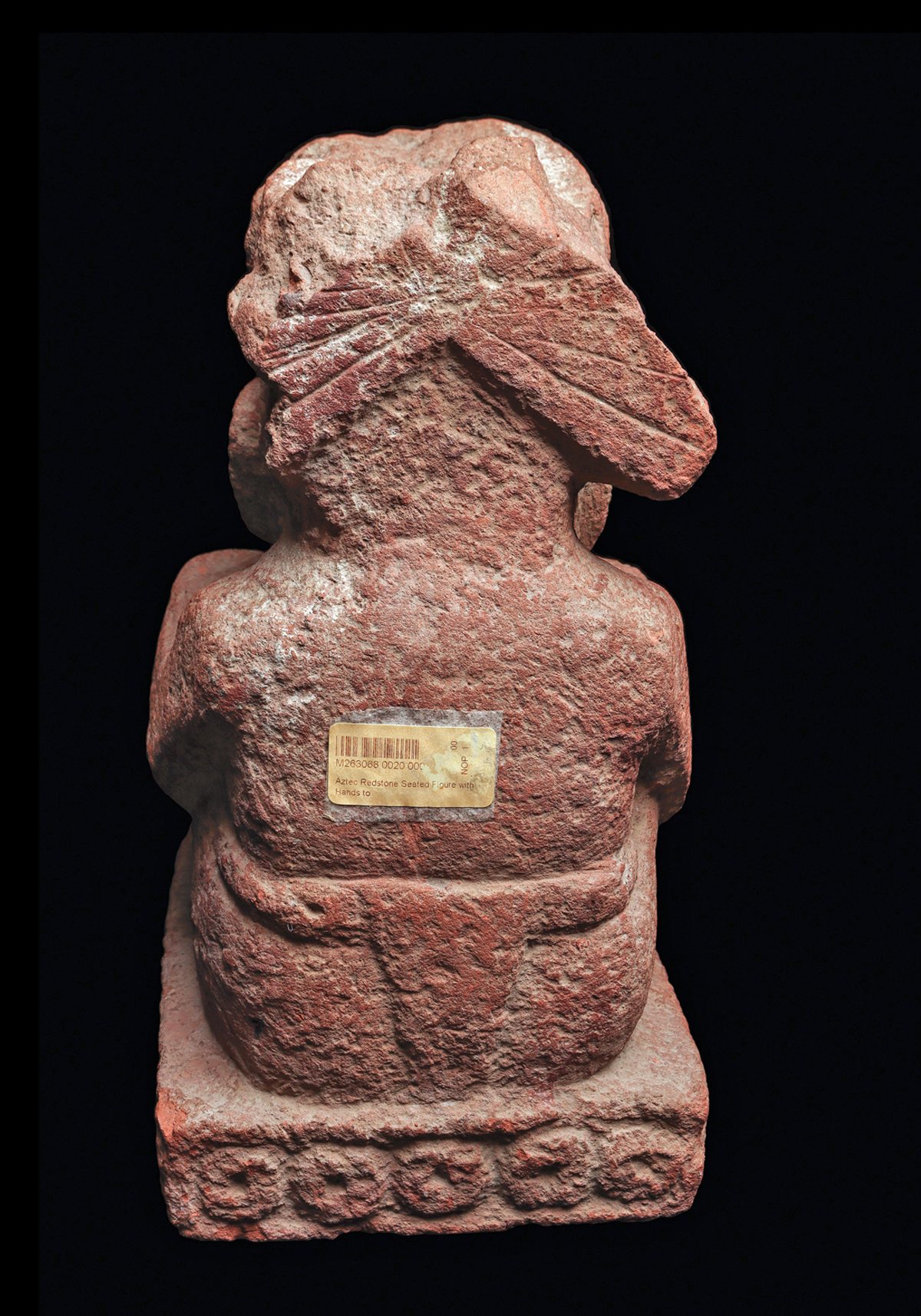Aztec Red Stone Seated Figure - Image 4