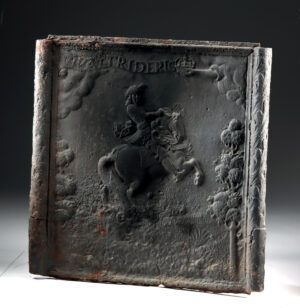Lot 232, Auction 4/20/2026: Norwegian Cast Iron Stove Panel - Vivat Frideric, 1745