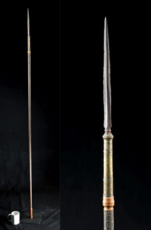 Lot 114, Auction 4/3/2026: 19th C. Javanese Polearm Spear with Carved Wood Shaft