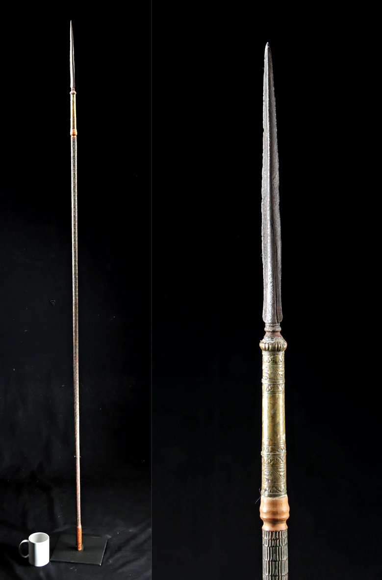 Lot 114, Auction 4/3/2026: 19th C. Javanese Polearm Spear with Carved Wood Shaft