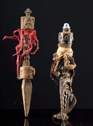 Lot 170a, Auction 4/20/2026: Two Tibetan Buddhist Wood Phurba Knives