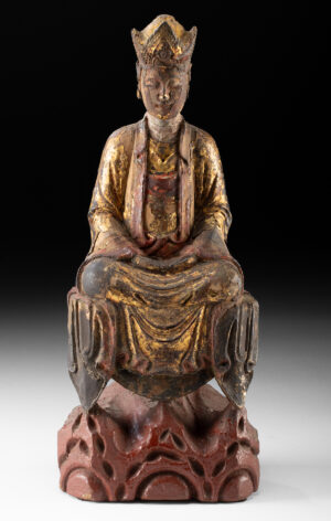 Lot 180, Auction 4/20/2026: Chinese Ming Gilt & Lacquered Wood Seated Guanyin