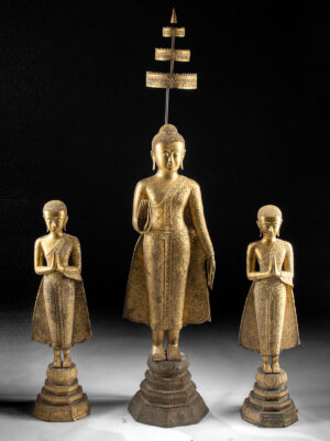 Lot 111, Auction 4/12/2026: Rattanakosin Triad Buddha and Monks Divine Parasol