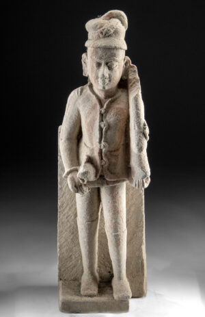 Lot 166, Auction 4/20/2026: Rare Indian Sandstone Sculpture of Soldier w/ Rifle