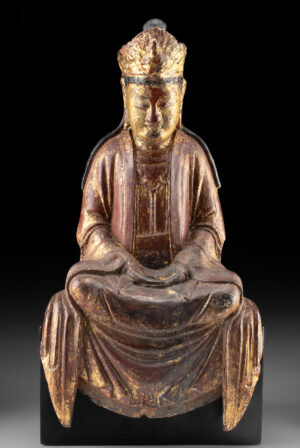 Lot 103, Auction 4/12/2026: 18th C. Chinese Gilt & Lacquered Wood Seated Guanyin