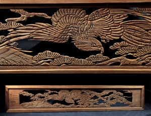 Lot 202, Auction 4/20/2026: 19th C. Japanese Meiji Era Ranma Transom with Eagle