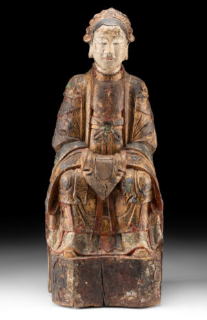 Lot 181, Auction 4/20/2026: Chinese Ming Wooden Sculpture of Taoist Attendant
