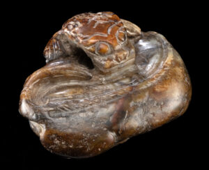 Lot 180a, Auction 4/20/2026: Chinese Ming Dynasty Khotan Jade Coiled Mythical Beast