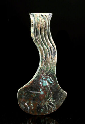 Lot 87, Auction 4/12/2026: Bronze Age Koban Culture Votive Axe w/ Stag Motifs