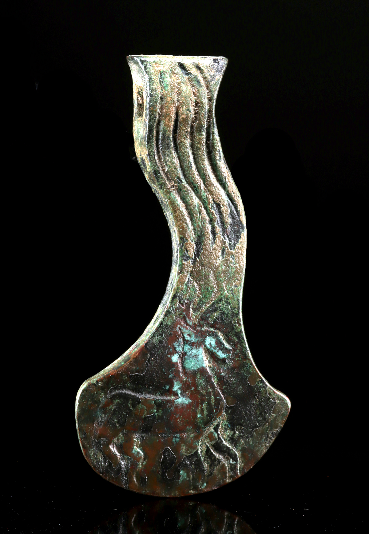 Lot 87, Auction 4/12/2026: Bronze Age Koban Culture Votive Axe w/ Stag Motifs