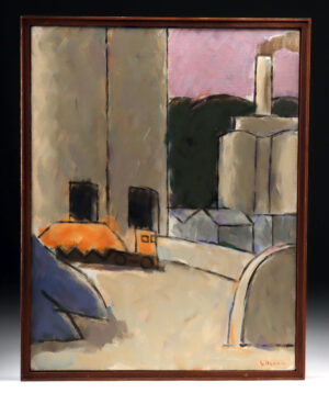 Lot 286, Auction 4/20/2026: Lockwood Dennis Painting - "Cement Plant" (1990)