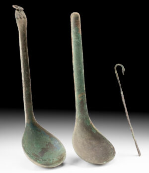 Lot 100a, Auction 4/12/2026: Ancient Bronze Chinese Han Ladles & Roman Spatula