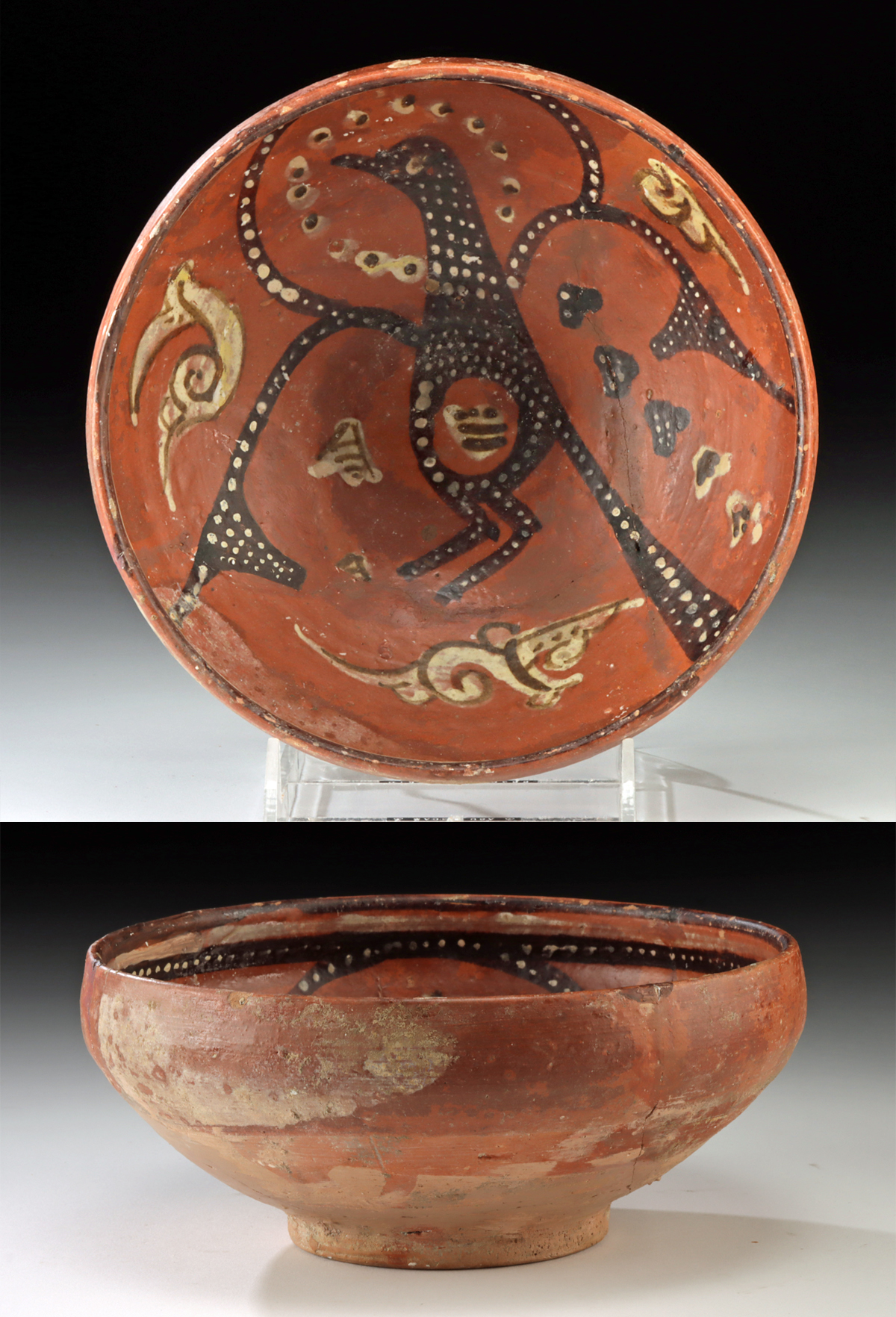 Lot 91, Auction 4/12/2026: 9th C. Persian Nishapur Pottery Bowl Bird Motif