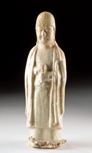 Lot 176a, Auction 4/20/2026: Chinese Sui-Tang Straw Glazed Mingqi Attendant Figure