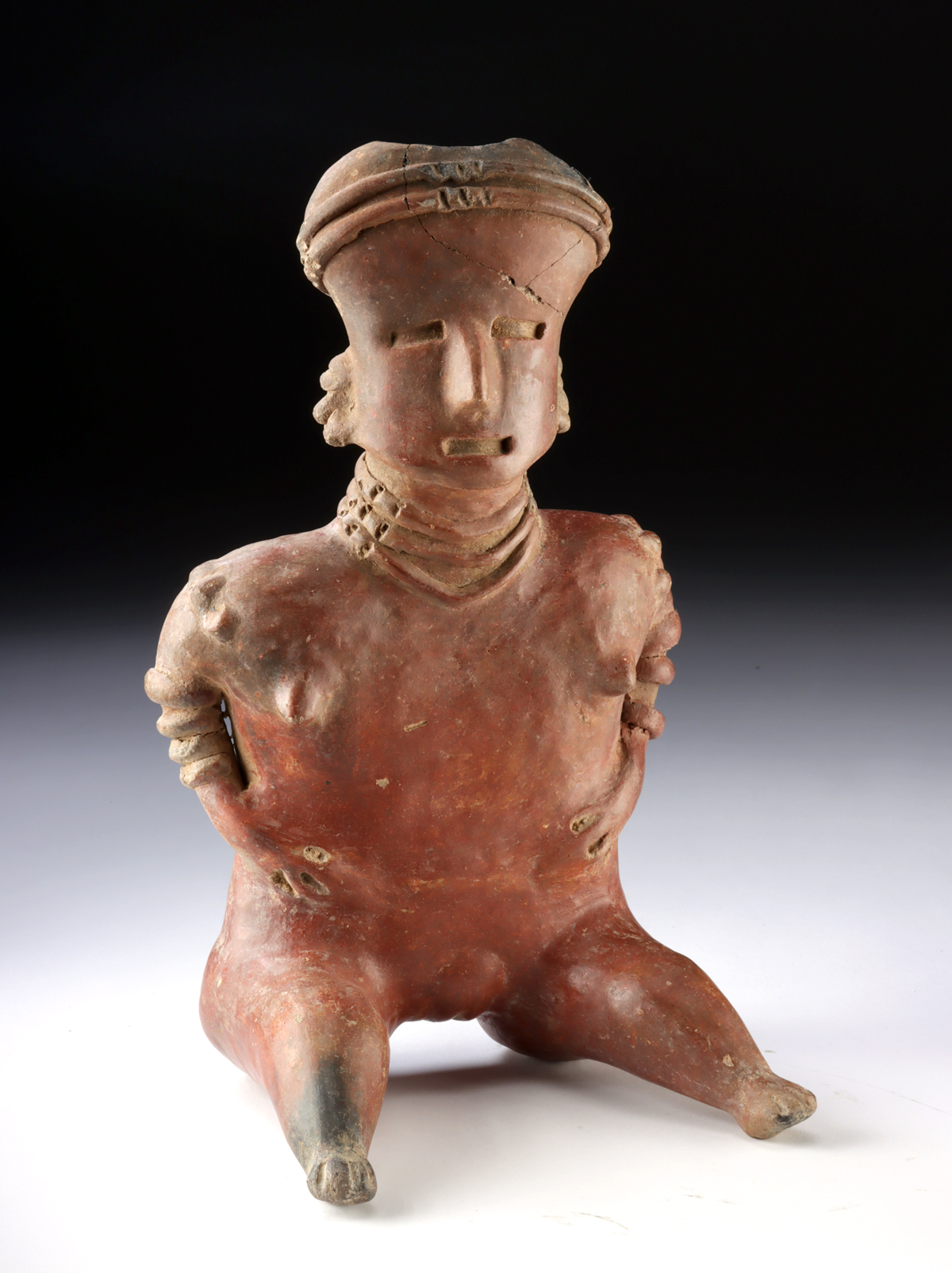 Lot 56, Auction 4/12/2026: Nayarit Pottery Nude Female w/ Scarification & Jewelry