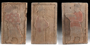 Lot 100c, Auction 4/12/2026: Three Chinese Song Dynasty Decorated Pottery Tiles