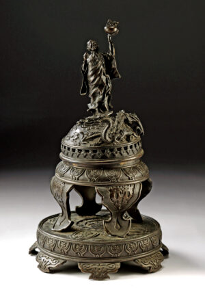 Lot 183a, Auction 4/3/2026: 19th C. Japanese Meiji Bronze Censer, Dragon & Immortal