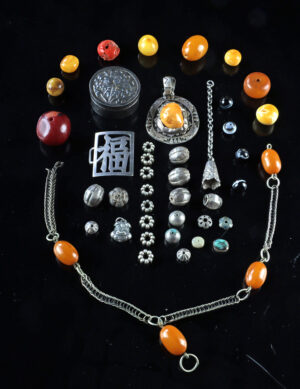 Lot 204, Auction 4/20/2026: Asian Silver & Copal Jewelry & Navajo Silver Pendant
