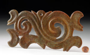 Lot 198, Auction 4/20/2026: Archaistic Chinese Jade Ornament - Cloud Dragon Form