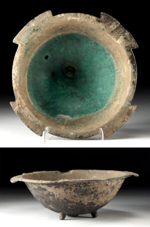 Lot 160c, Auction 4/20/2026: 11th C. Seljuk Khorasan Copper Lead Cauldron w/ Flanges