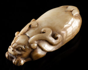 Lot 174a, Auction 4/3/2026: Chinese Qing Stone Bixie Carving - Two Horns