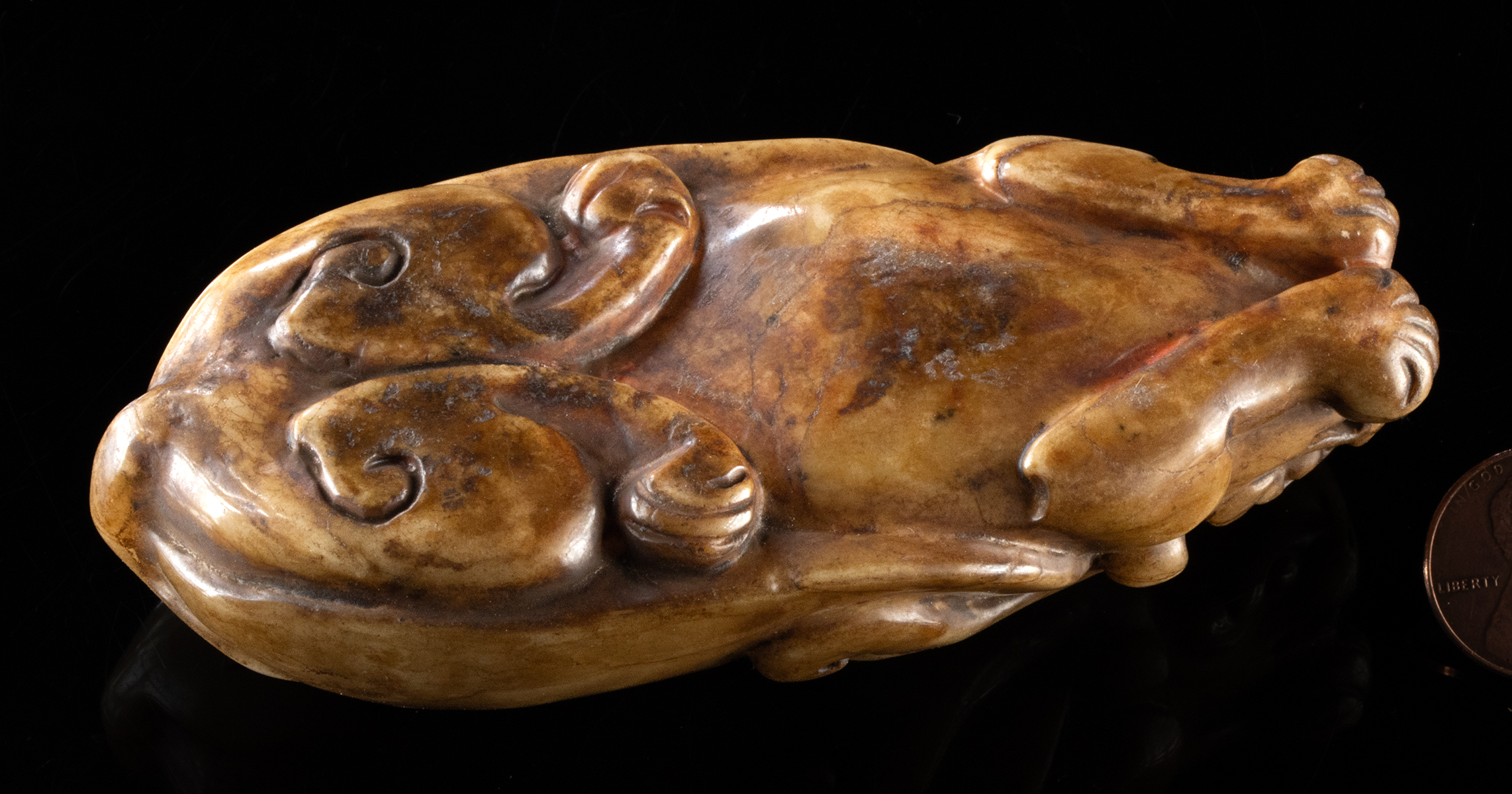 Lot 174a, Auction 4/3/2026: Chinese Qing Stone Bixie Carving - Two Horns - Image 3