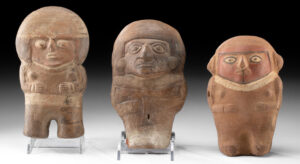 Lot 69a, Auction 4/20/2026: 3 Moche Figural Rattles - Nude & Semi Nude Females