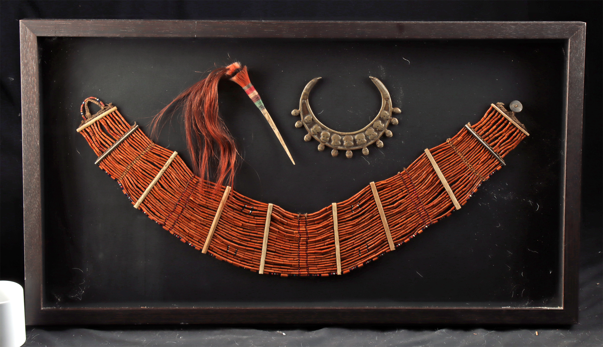 Lot 97a, Auction 4/12/2026: Naga Belt, Bone Hair Pin & Brass Trophy Head Necklace