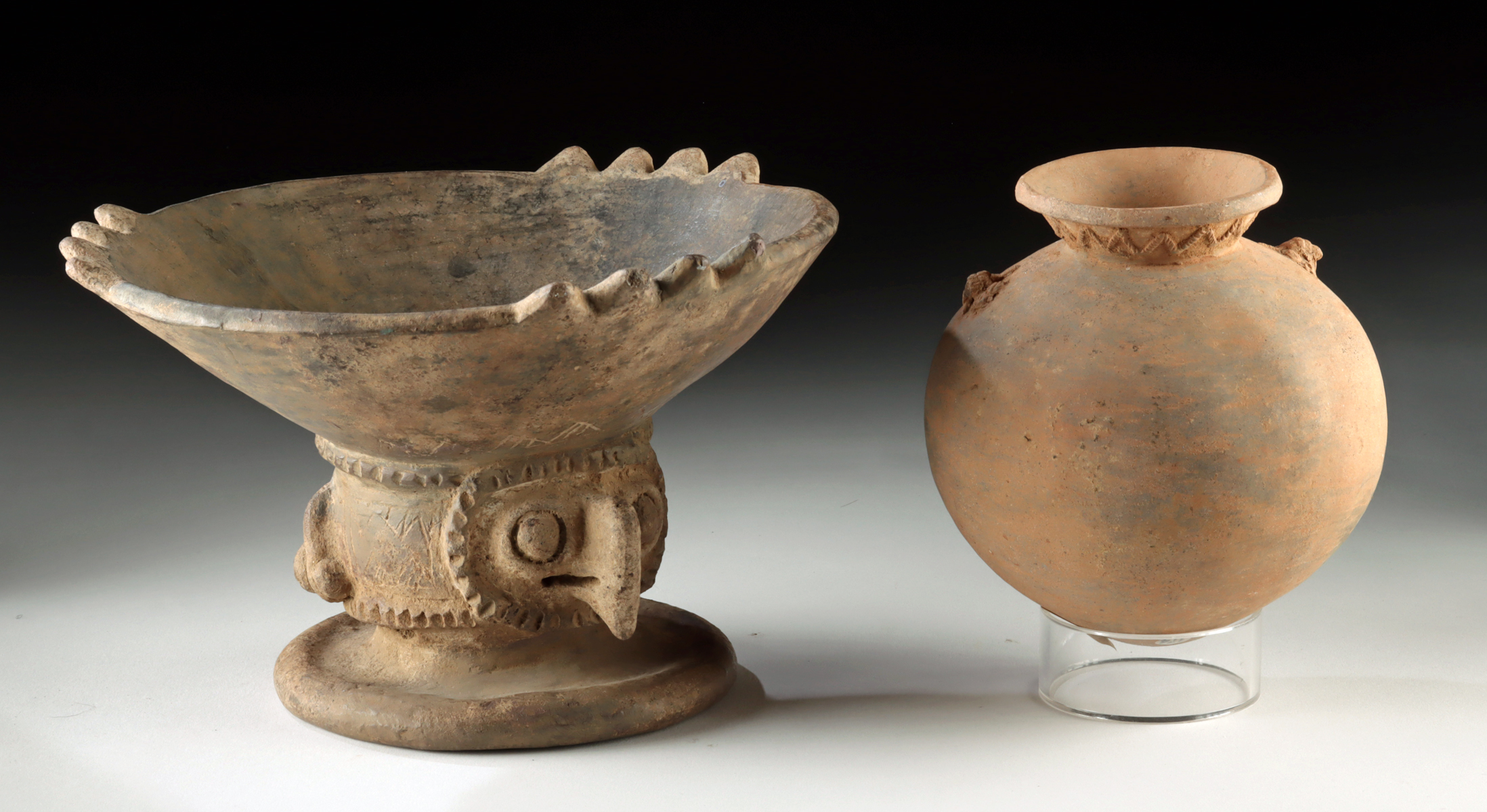 Lot 65c, Auction 4/12/2026: Costa Rican Nicoya Rattle Dish + Chiriqui Vessel