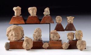Lot 65b, Auction 4/12/2026: 15 Pre-Columbian Pottery Heads - Mexico to Ecuador